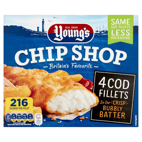 Youngs Chip Shop Battered Cod Fillets 400g