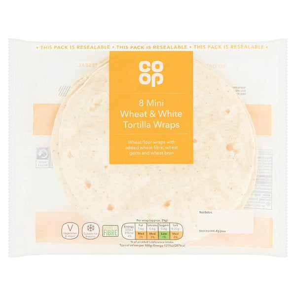 Co op Mini Wheat & White Wraps 8pk