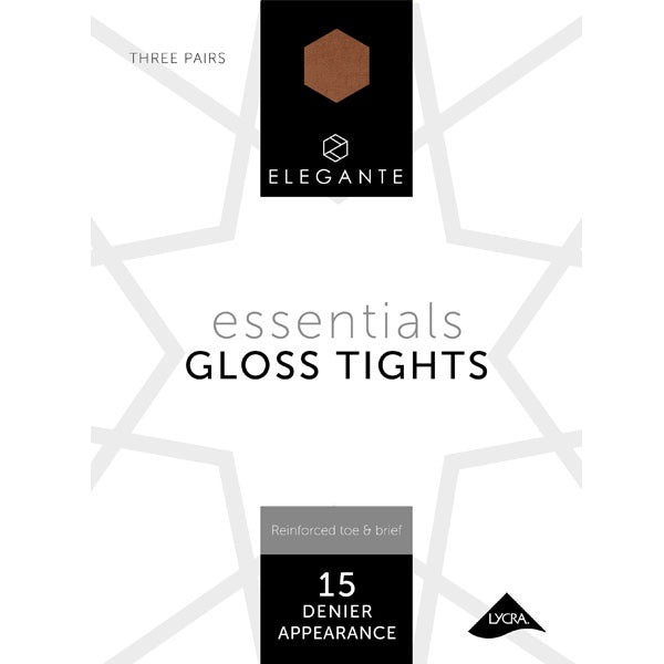 Elegante Sheer Gloss Tights - 3PP, Large, Bronze Glow