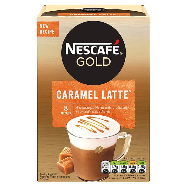 Nescafe 8 Cafe Menu Latte Caramel Sachets 136g