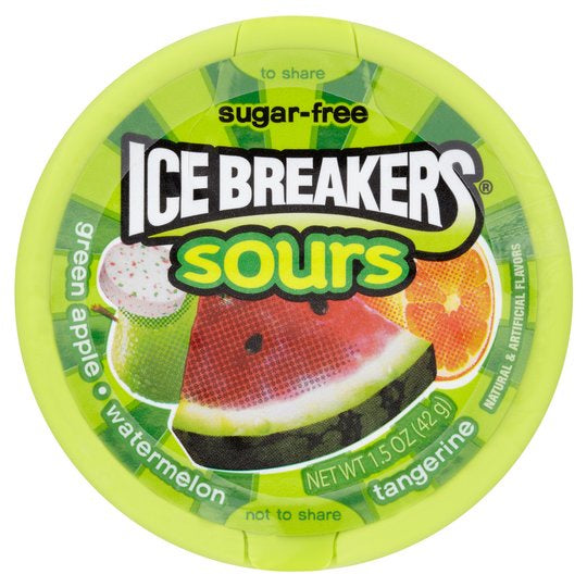 Ice Breakers Sours - Green Apple/Watermelon/Tangerine 42g