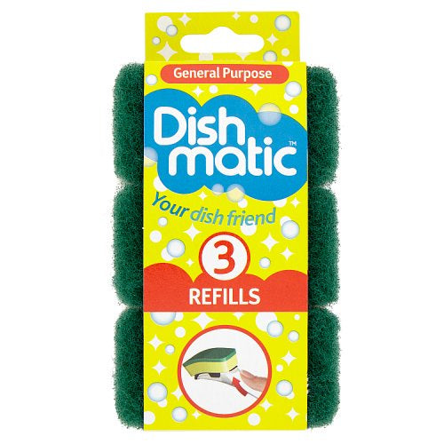 Dishmatic Refill Heads Green General Purpose 3pk