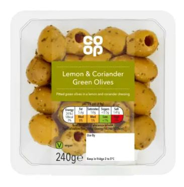 Co op Lemon & Coriander Green Olives 240g