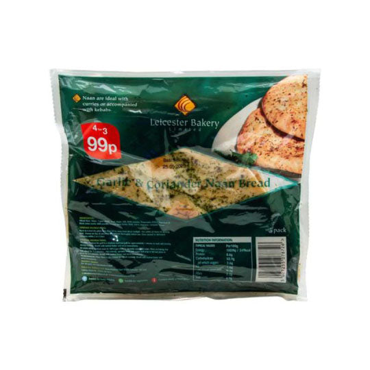 Leicester Bakery Garlic/Coriander Naan Breads (Large) 4pk