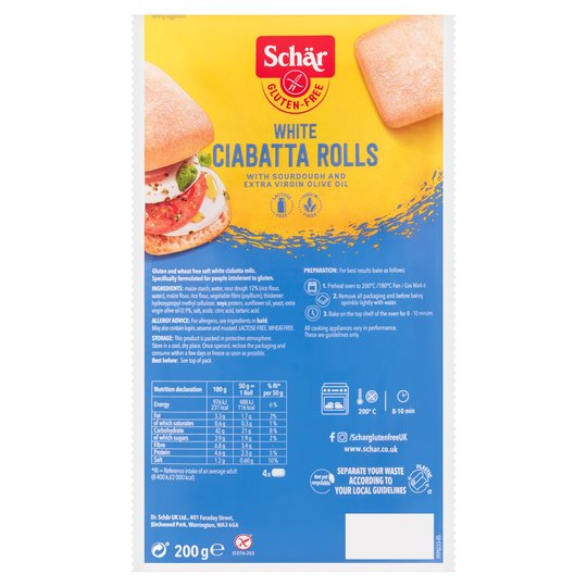 Schar Ciabatta White Rolls 200g